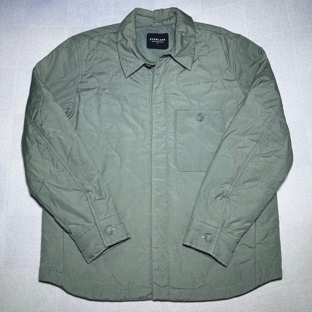 Everlane ReNew Quilted Liner Shirt Jacket Mens Medium Insulated Green Military